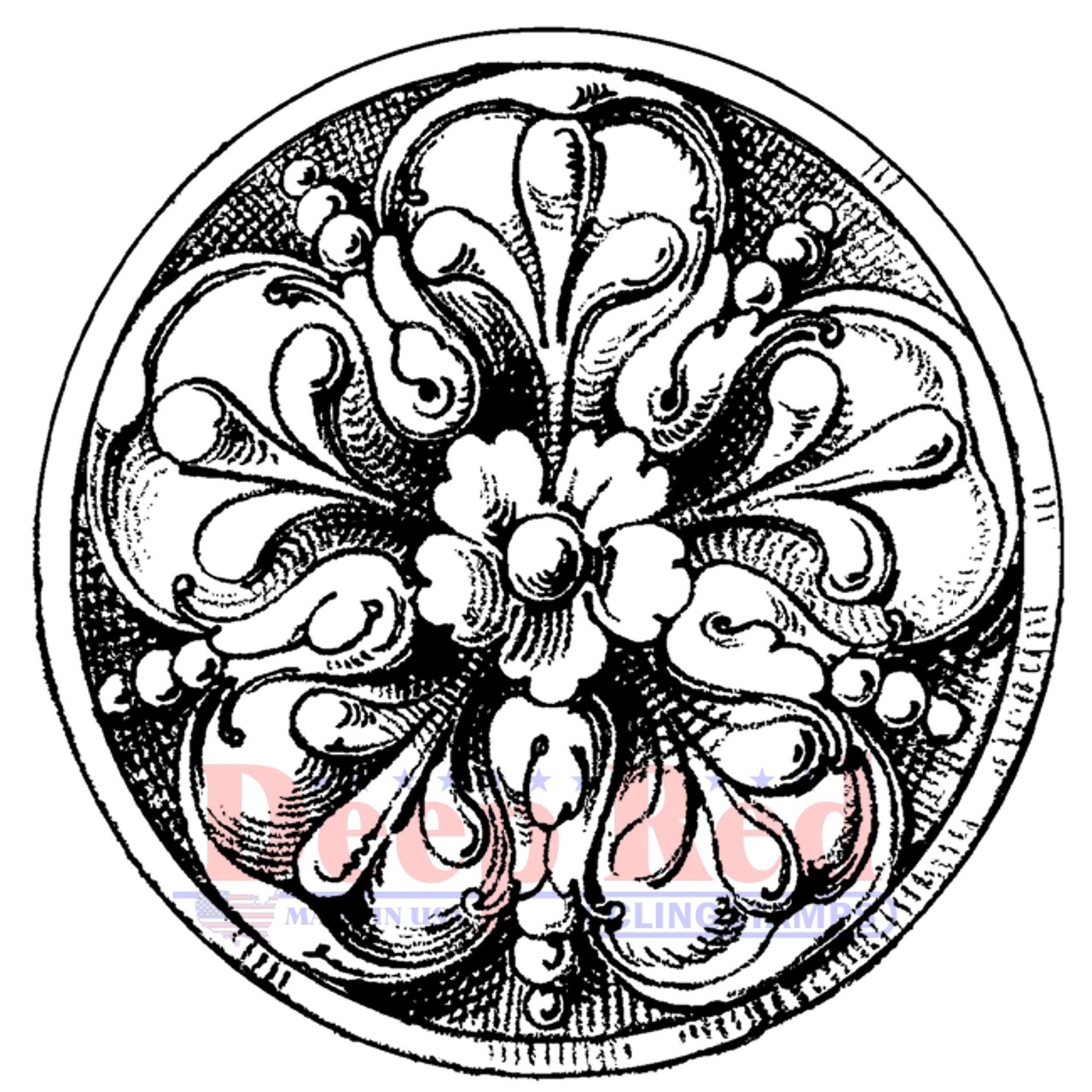 Deep Red Stamps Carved Stone Medallion Rubber Cling Stamp 2.1 x 2 inches